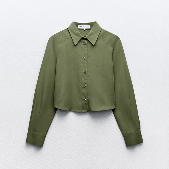 ZARA LYOCELL CROPPED SHIRT - Picture 6 of 9